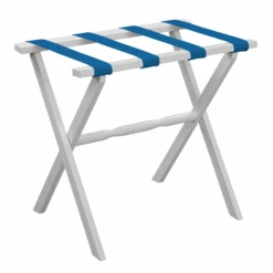 White Straight Leg Wood Luggage Rack With 4 Nylon Straps 6 White Straight Leg Wood Luggage Rack With 4 Nylon Straps -Famous Furniture Store 1003pb