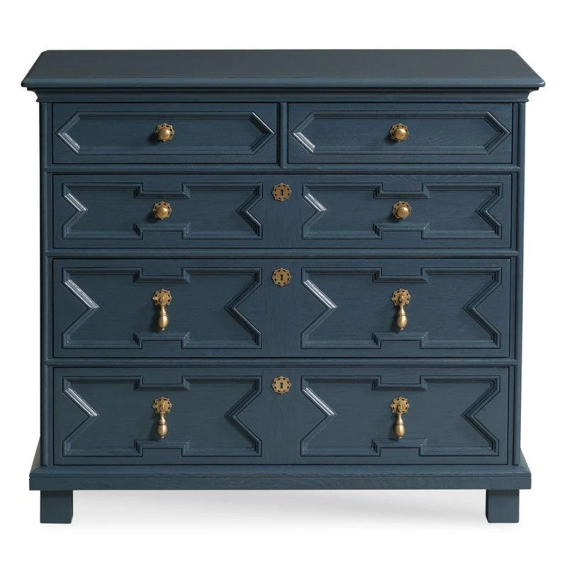 17th Century Chest With Navy Blue Finish 3 17th Century Chest With Navy Blue Finish - Image 3