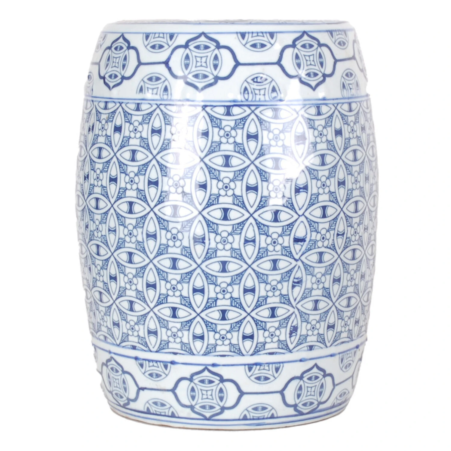 18″ Blue And White Crosshatch Garden Seat 1 18″ Blue And White Crosshatch Garden Seat