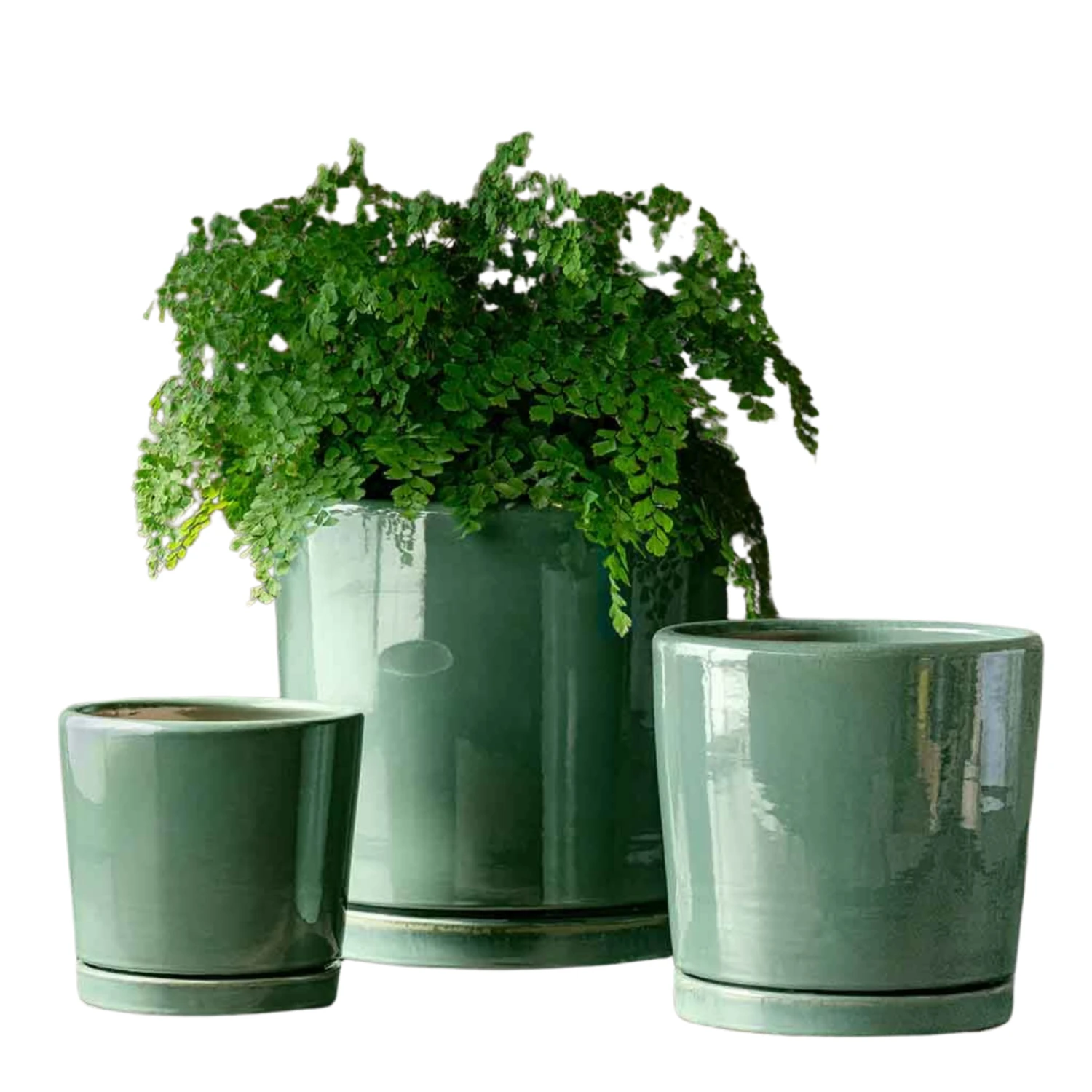 Set Of 3 Sea Green Cylinder Planters 1 Set Of 3 Sea Green Cylinder Planters