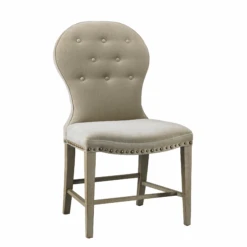 Button Back Upholstered Armless Dining Chair With Nail Trim