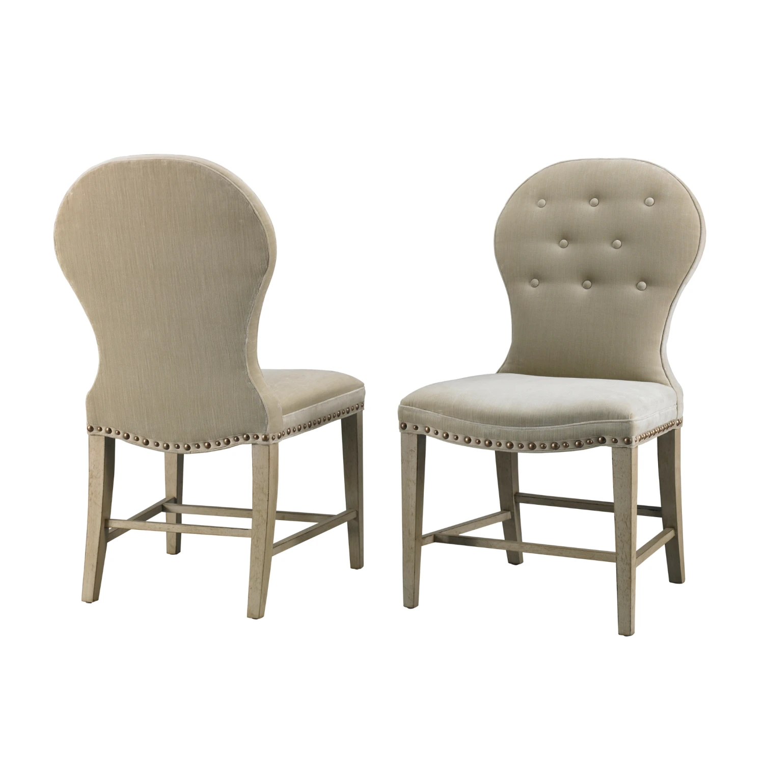 Button Back Upholstered Armless Dining Chair With Nail Trim 2 Button Back Upholstered Armless Dining Chair With Nail Trim - Image 2