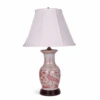 30" Bird Motif Foot Stomped Clay Table Lamp