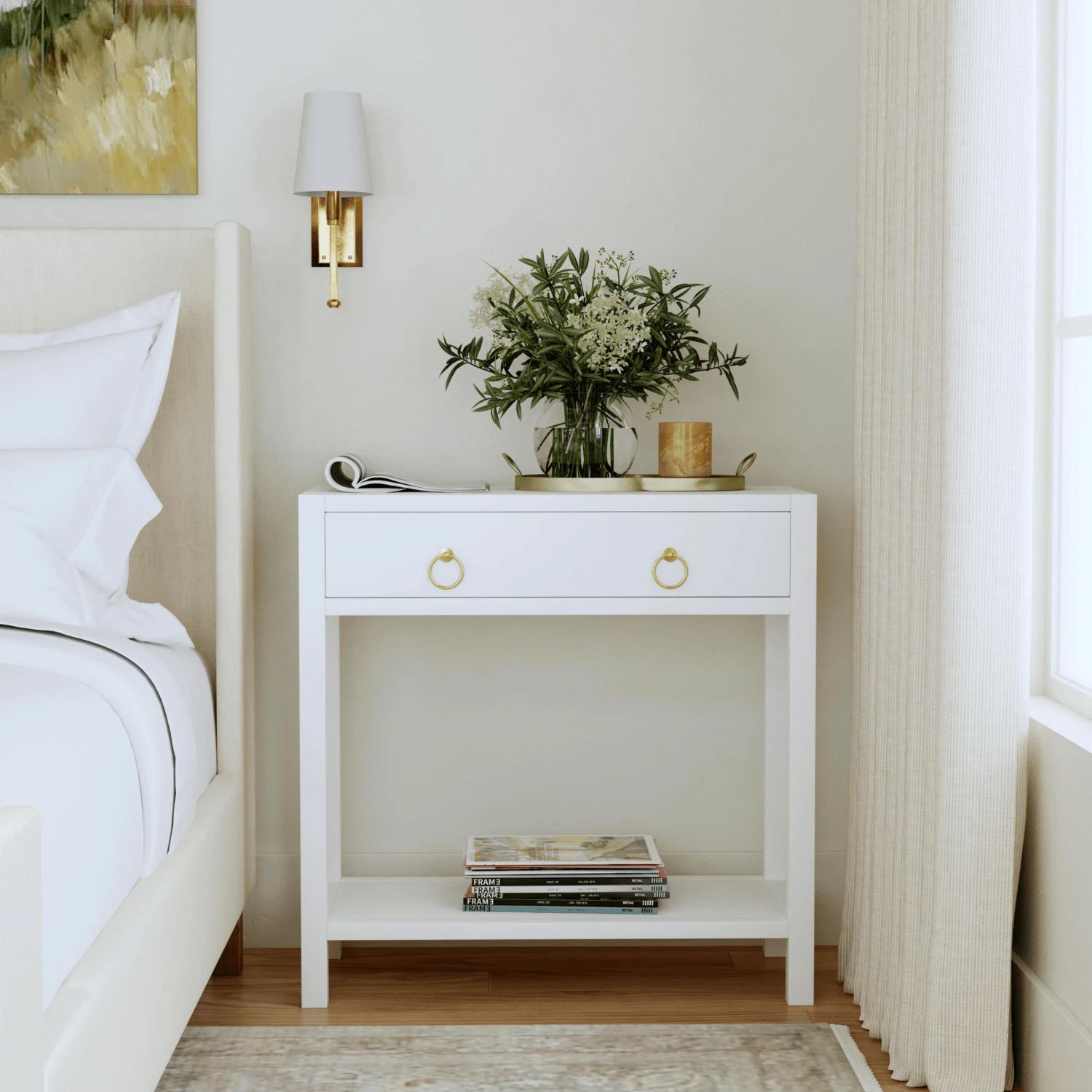 30" White Single Drawer Wood Nightstand 2 30" White Single Drawer Wood Nightstand - Image 2