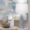 31" Soft Etched Light Blue Painted Tapered Table Lamp- Set Of 2