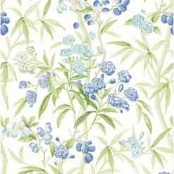 Lanai Wallcovering In Lagoon In Blue, Green, Aqua & Cream