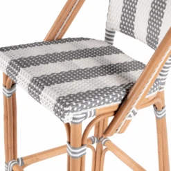 Lila Rattan Gray & White Striped Bar Stool 14 Lila Rattan Gray & White Striped Bar Stool -Famous Furniture Store 3715144