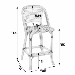 Lila Rattan Gray & White Striped Bar Stool 15 Lila Rattan Gray & White Striped Bar Stool -Famous Furniture Store 3715144 8