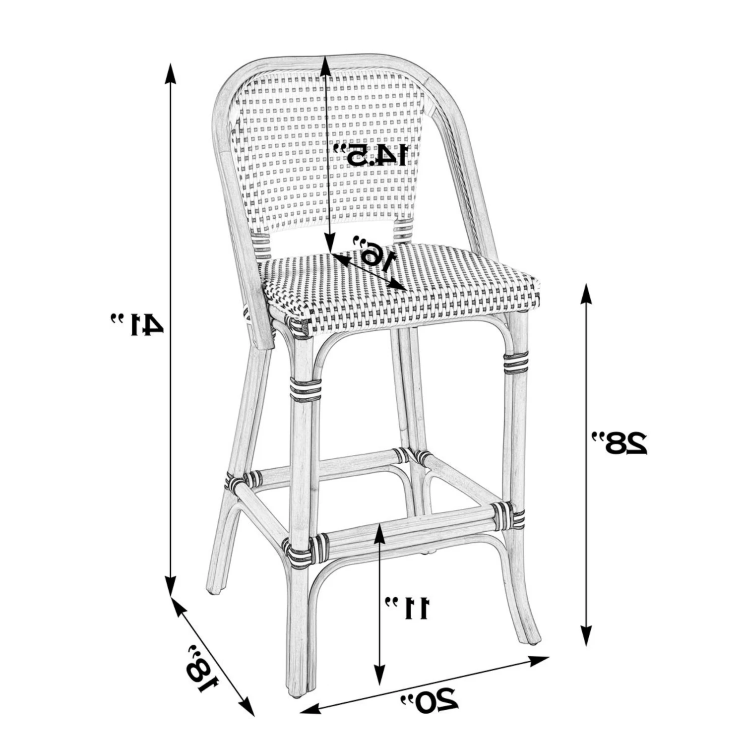 Lila Rattan Gray & White Striped Bar Stool 8 Lila Rattan Gray & White Striped Bar Stool - Image 8