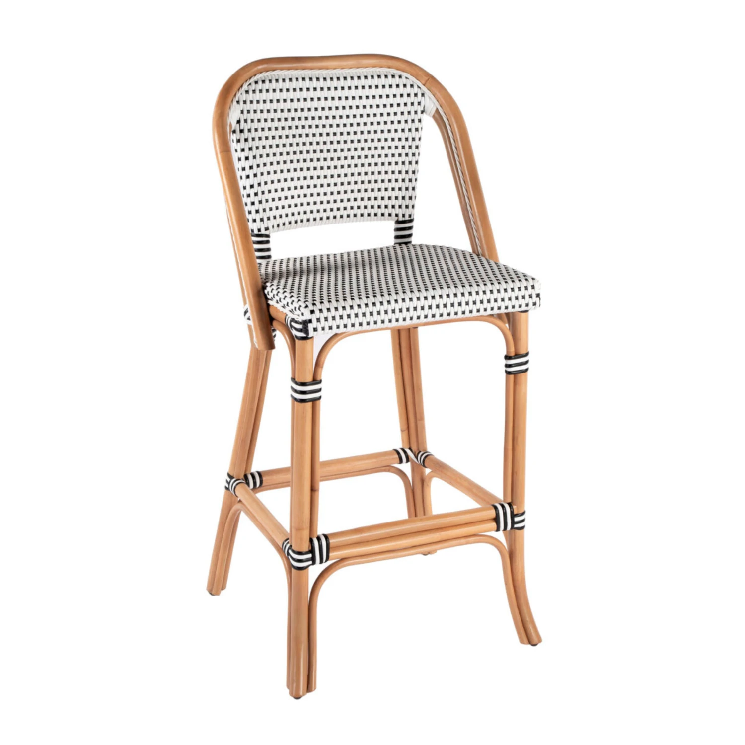 Lila Rattan Black & White Bar Stool 2 Lila Rattan Black & White Bar Stool - Image 2
