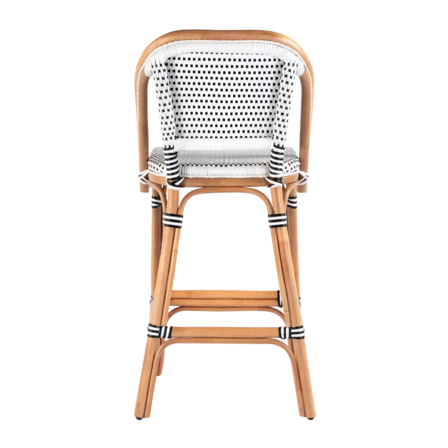 Lila Rattan Black & White Bar Stool 4 Lila Rattan Black & White Bar Stool - Image 4