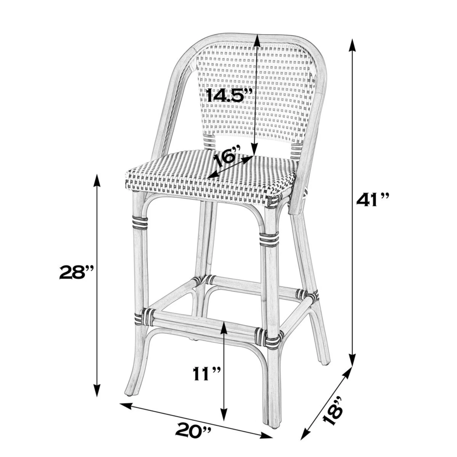 Lila Rattan Black & White Bar Stool 6 Lila Rattan Black & White Bar Stool - Image 6