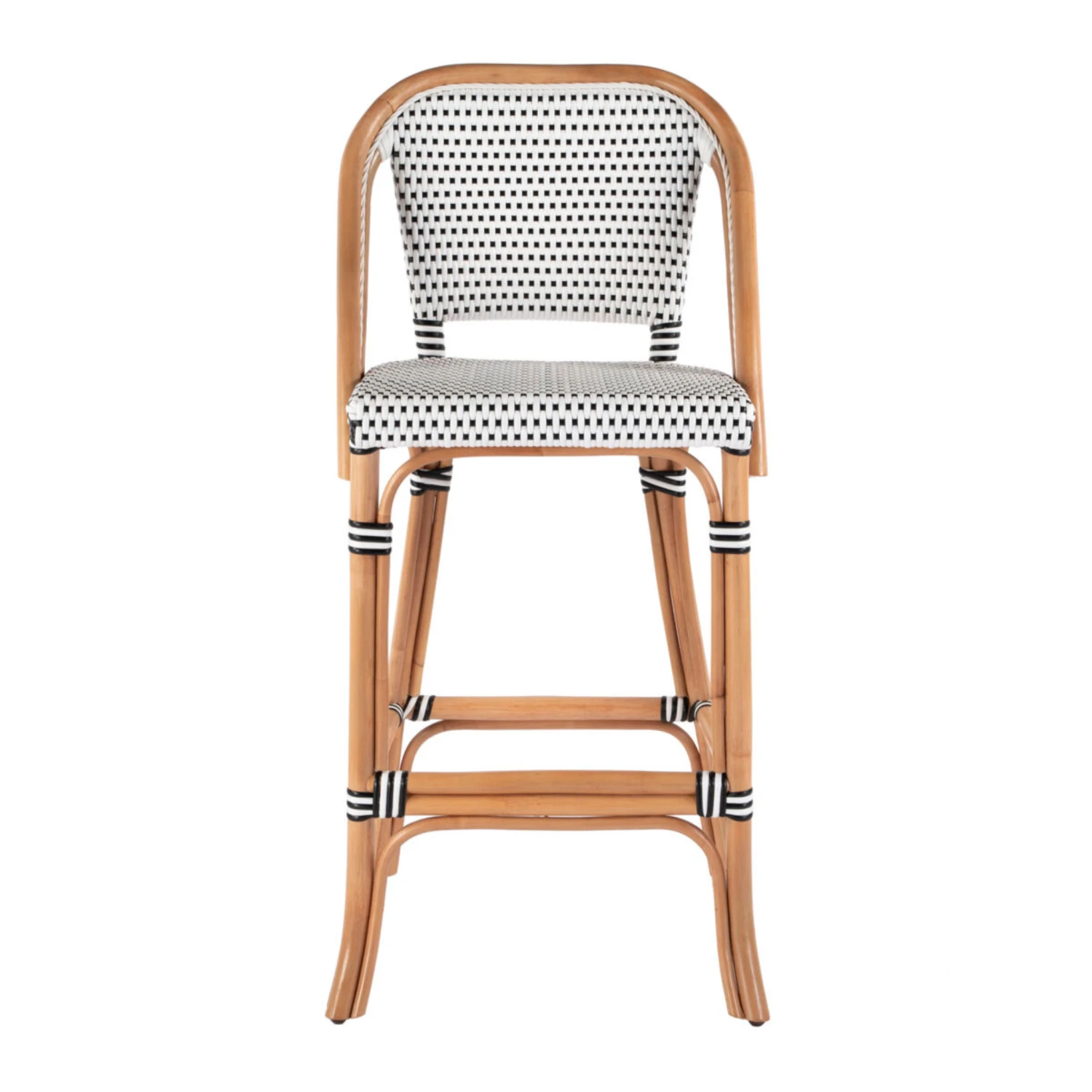 Lila Rattan Black & White Bar Stool 1 Lila Rattan Black & White Bar Stool