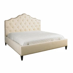 Upholstered Platform King Bed With Nail Trim