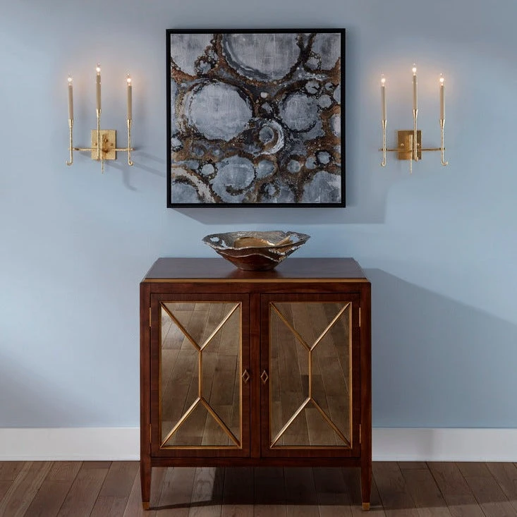 Amanda Walnut Cabinet With Brass And Mirror Features 2 Amanda Walnut Cabinet With Brass And Mirror Features - Image 2