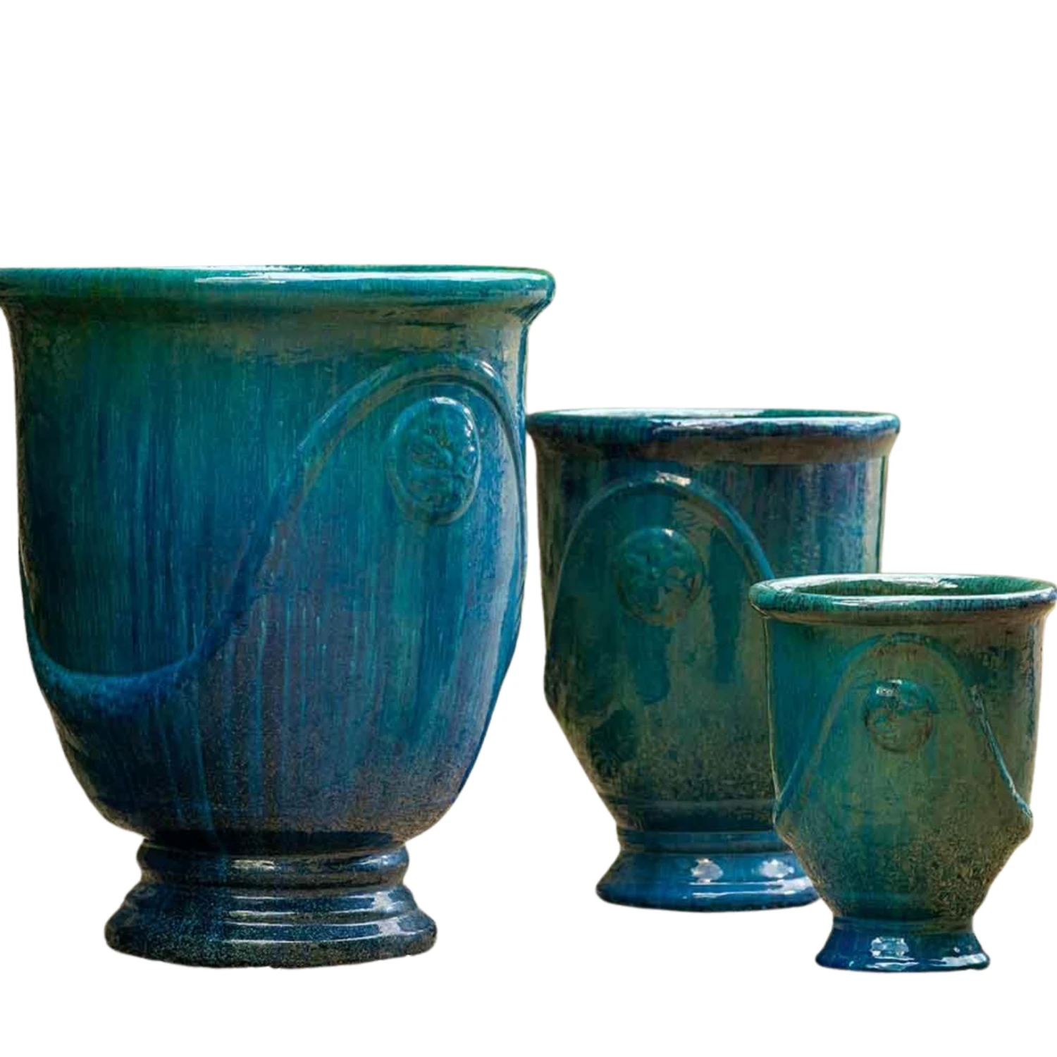 Set Of Three Anduze Urn Planters In Mediterranean 1 Set Of Three Anduze Urn Planters In Mediterranean