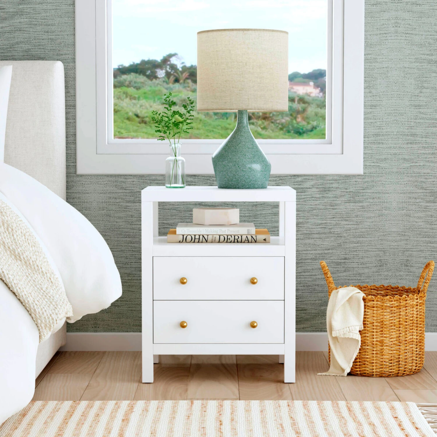 Nora Two Drawer Nightstand With Open Shelf 2 Nora Two Drawer Nightstand With Open Shelf - Image 2