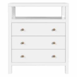 Nora Three Drawer Nightstand In White