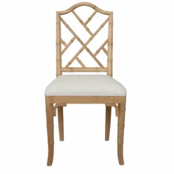 Chippendale Style Bamboo Dining Chair In Cerused Oak