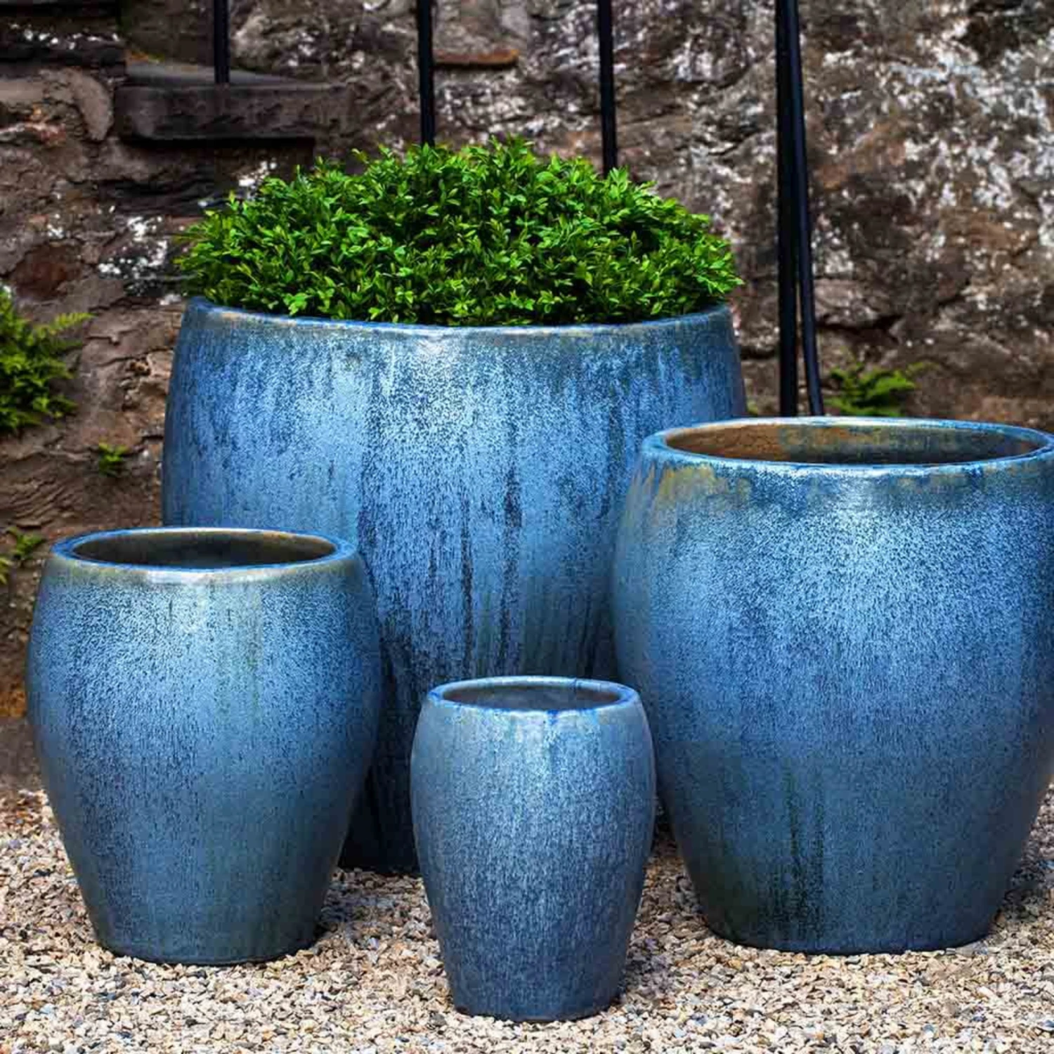 Set Of Four Chantal Planters In Blue Pearl 2 Set Of Four Chantal Planters In Blue Pearl - Image 2