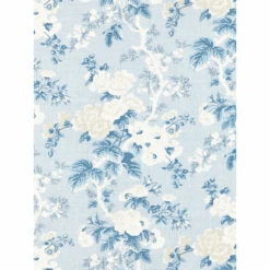 Ascot Linen Print Floral Fabric In Sky Blue & White 6 Ascot Linen Print Floral Fabric In Sky Blue & White -Famous Furniture Store Ascot Linen Print Fabric in Sky Blue and White The Well Appointed House 3