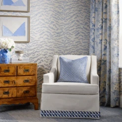 Ascot Linen Print Floral Fabric In Sky Blue & White 7 Ascot Linen Print Floral Fabric In Sky Blue & White -Famous Furniture Store Ascot Linen Print Fabric in Sky Blue and White The Well Appointed House 4