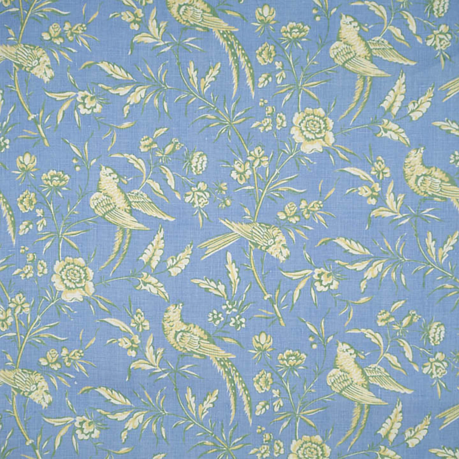 Aviary Linen Fabric In Sky Blue 1 Aviary Linen Fabric In Sky Blue