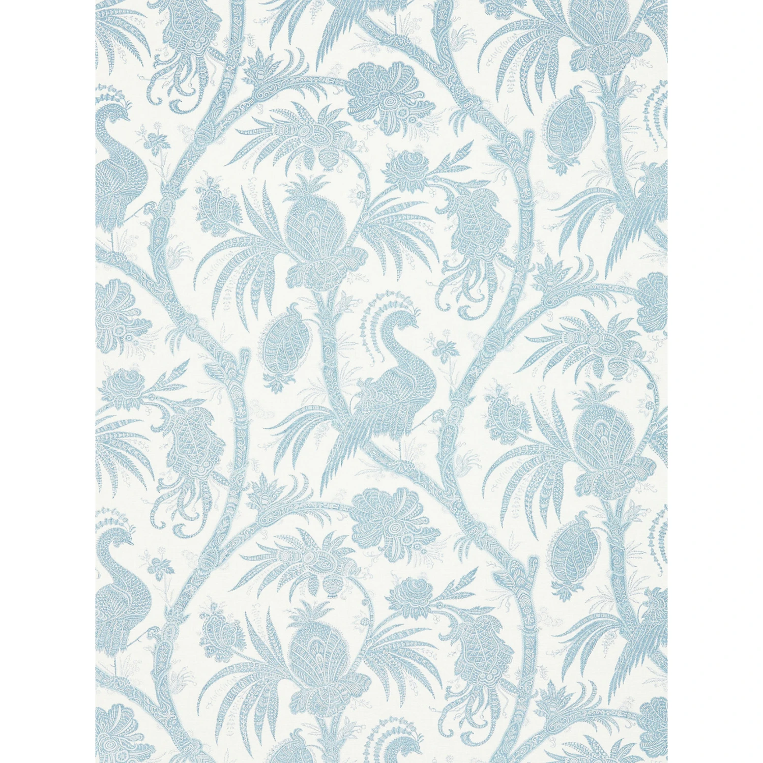 Balinese Peacock Fabric In Sky Blue 2 Balinese Peacock Fabric In Sky Blue - Image 2