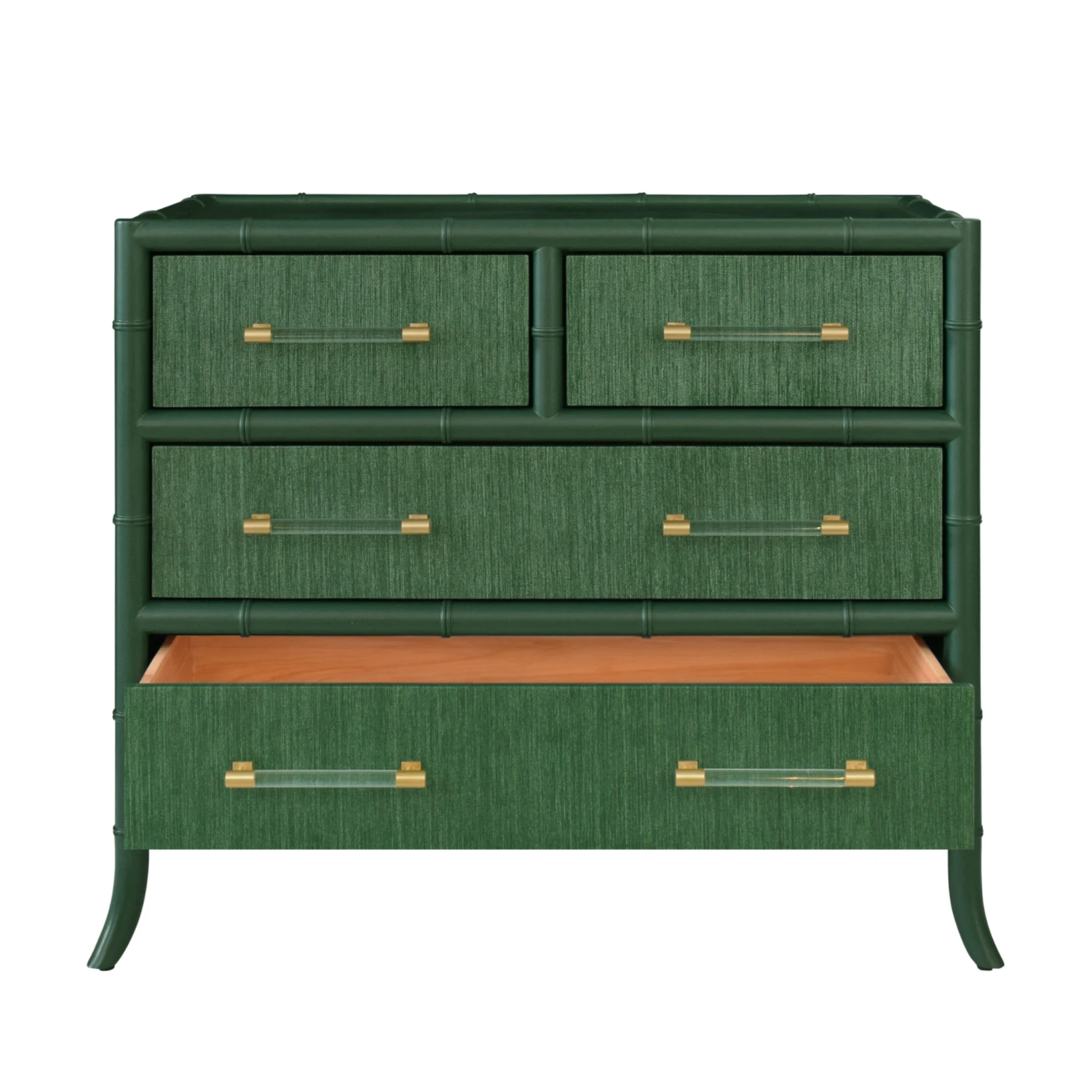 Beckett Green Grasscloth Four Drawer Chest - Image 3
