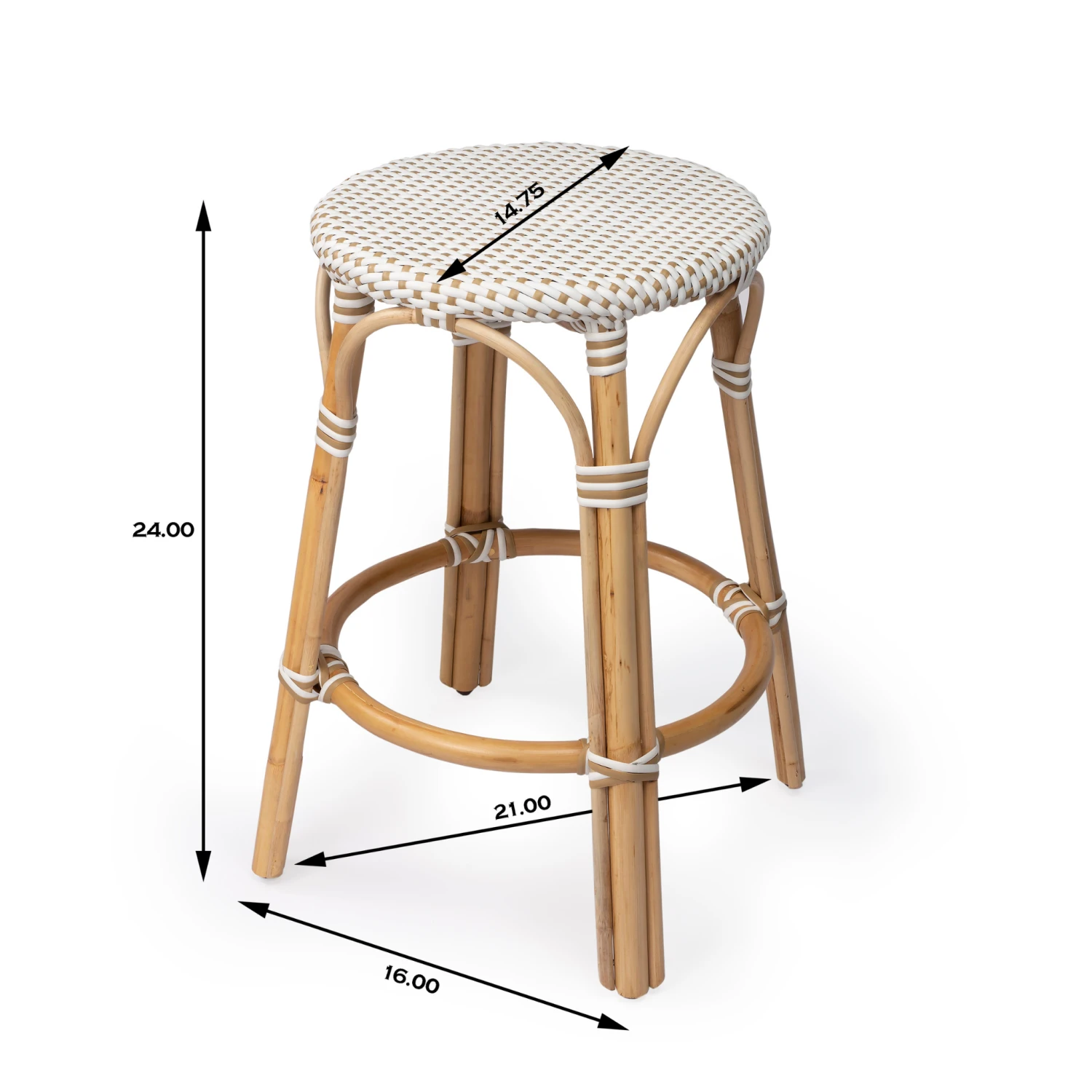 Beige And White Rattan Frame Counter Stool 7 Beige And White Rattan Frame Counter Stool - Image 7