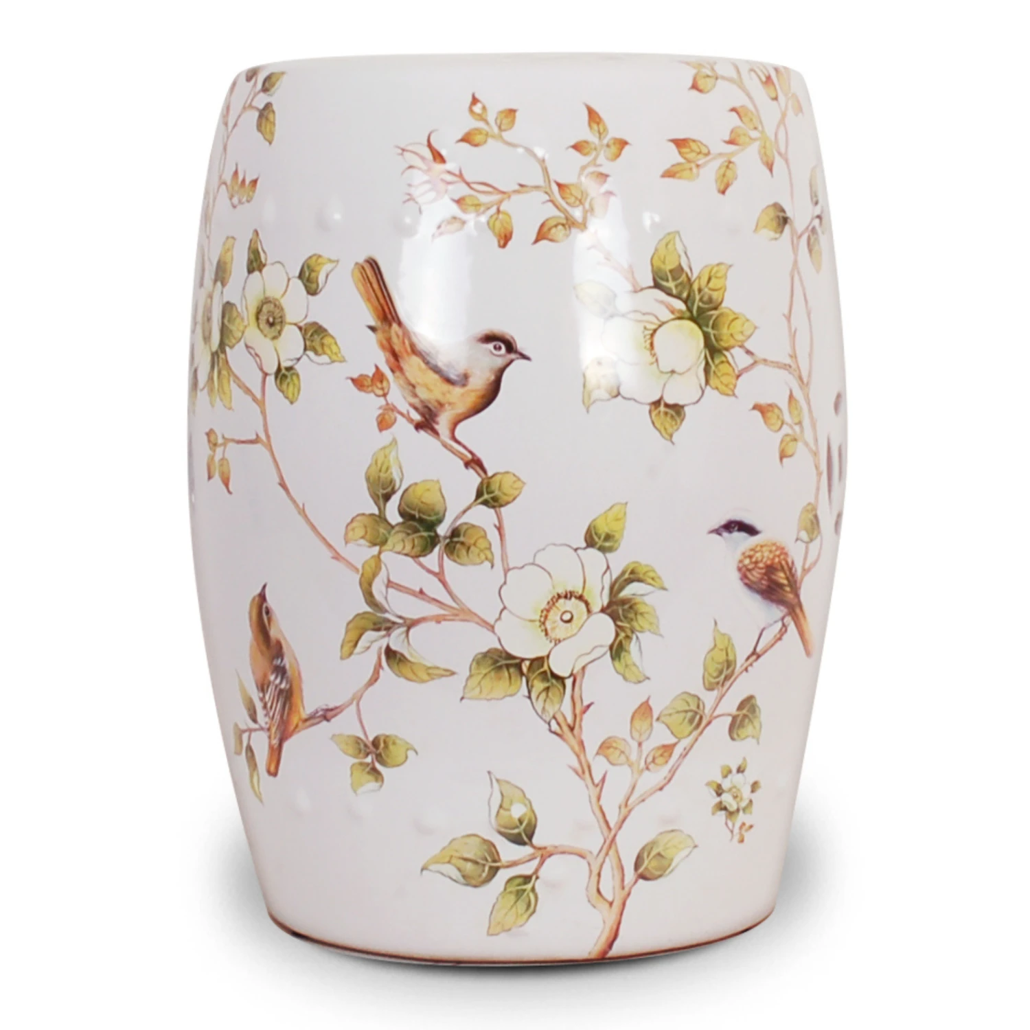 Bird And Floral Design Porcelain Garden Stool 1 Bird And Floral Design Porcelain Garden Stool