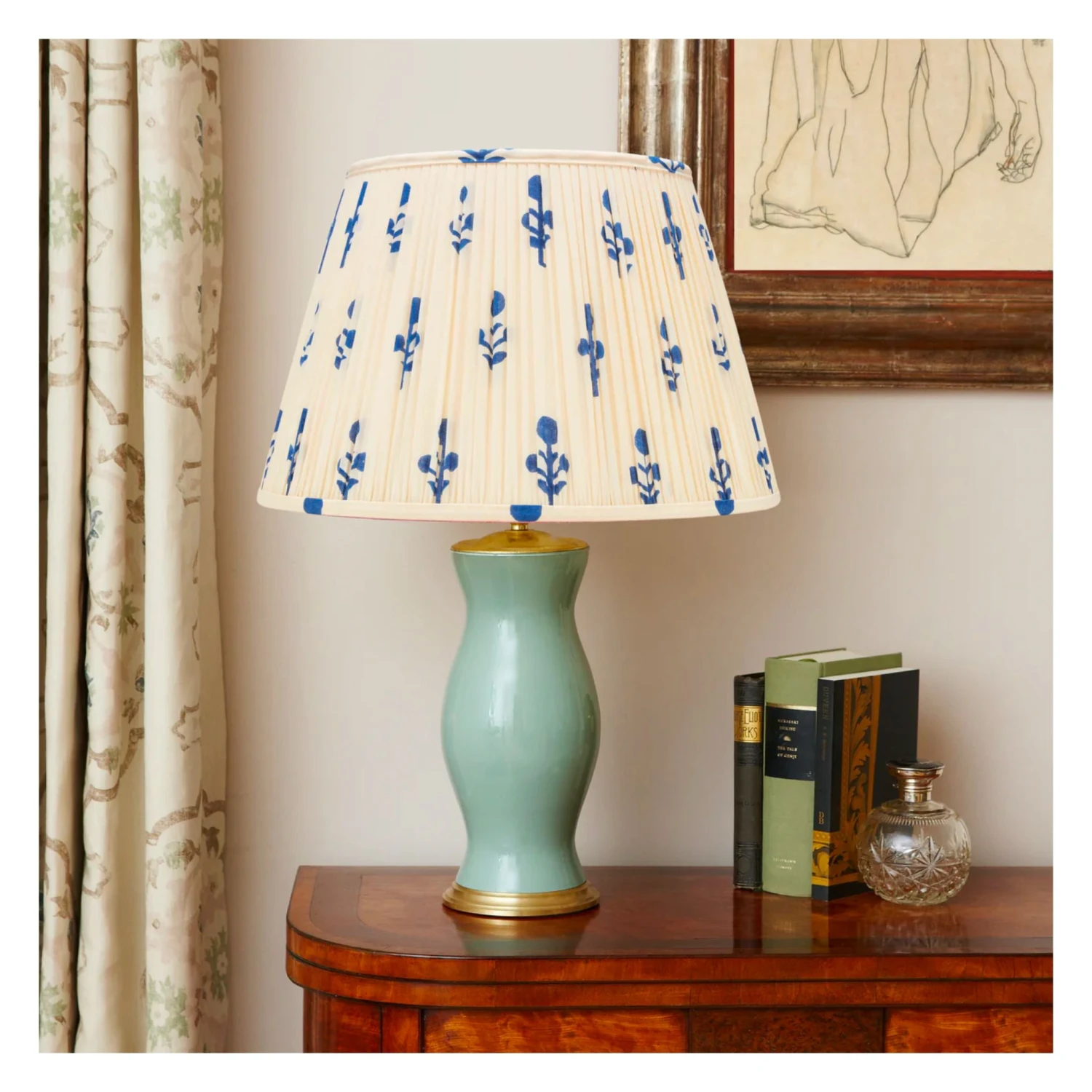 Blue Rose Pleated Lamp Shade - Available In Multiple Sizes 2 Blue Rose Pleated Lamp Shade - Available In Multiple Sizes - Image 2