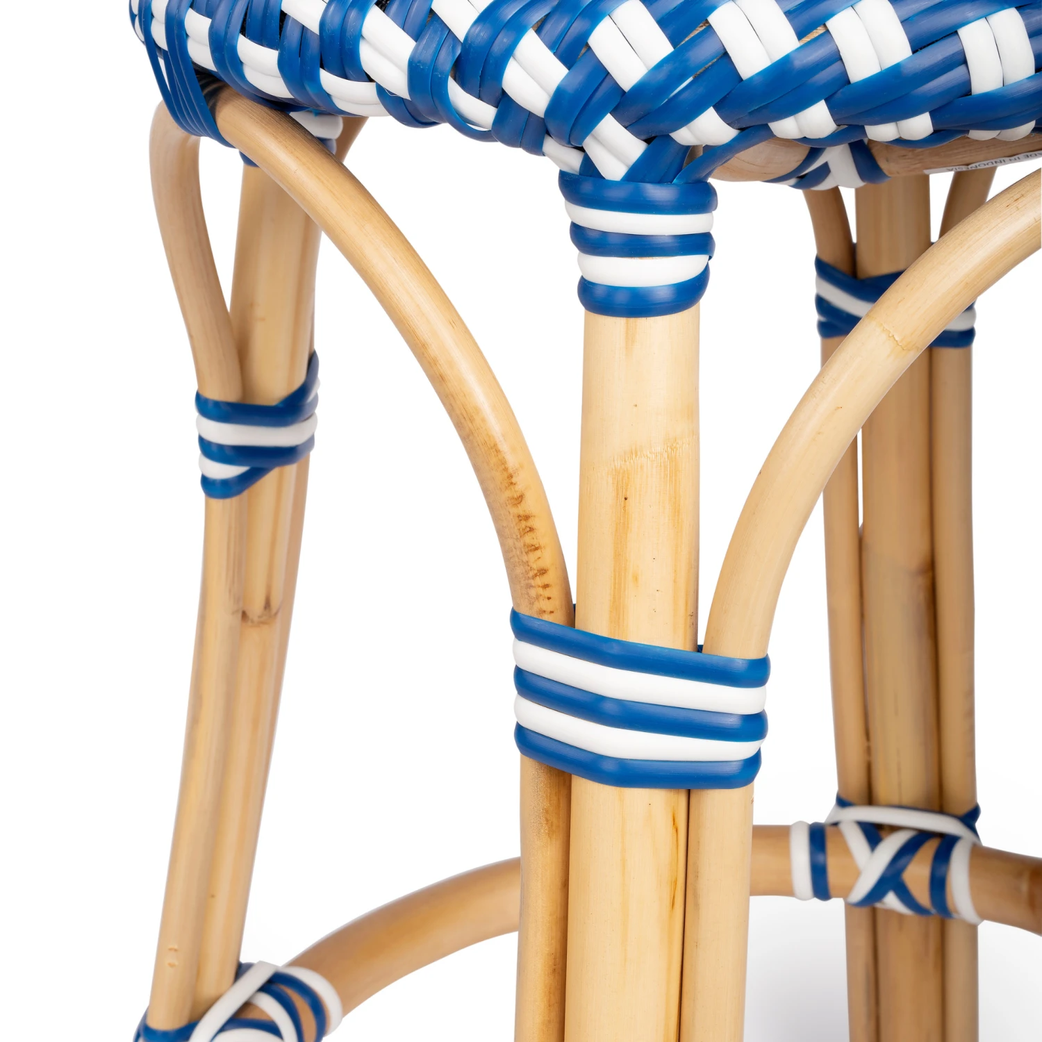 Blue And White Rattan Frame Counter Stool 5 Blue And White Rattan Frame Counter Stool - Image 5