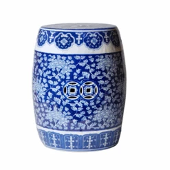 Blue And White Porcelain Dark Peony Garden Seat