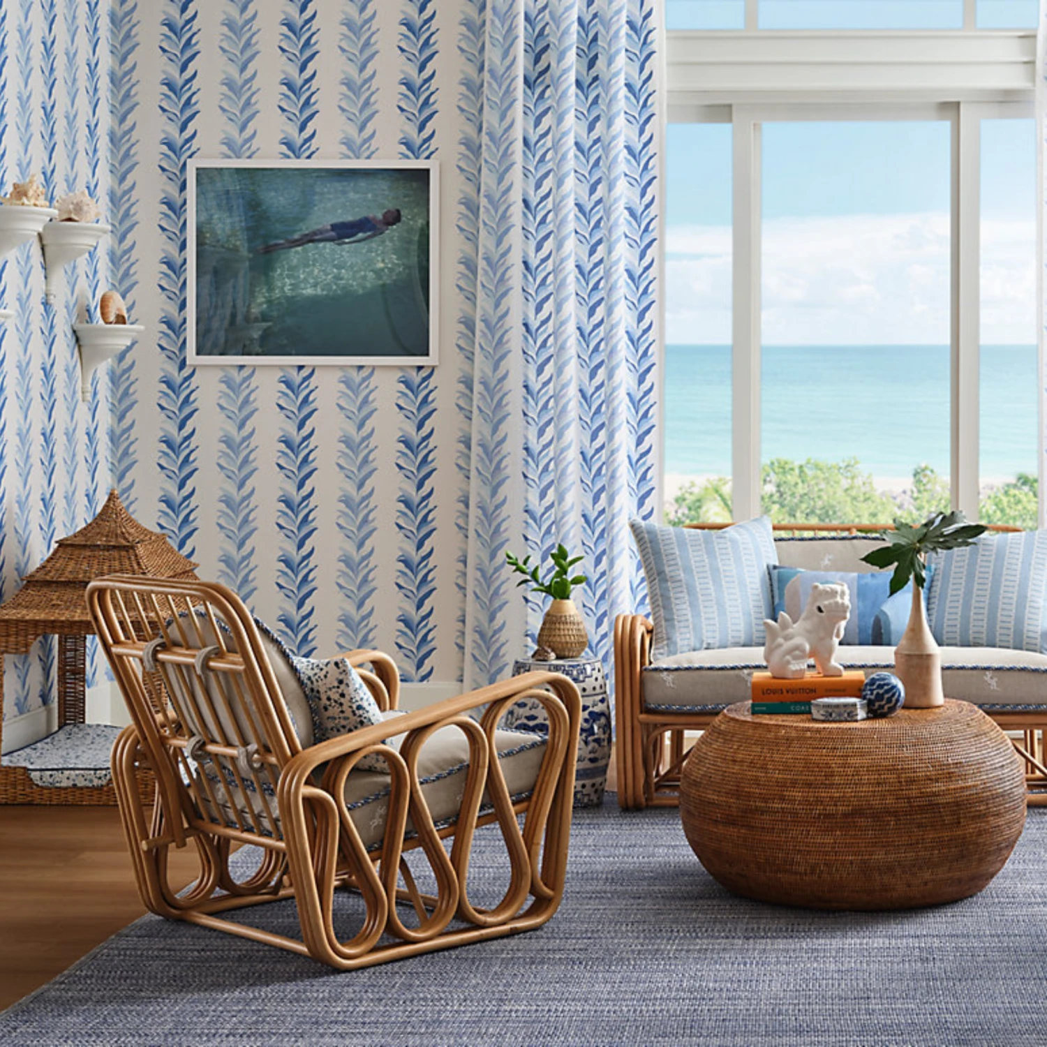 Chira Island Wallcovering In Blue Marine 3 Chira Island Wallcovering In Blue Marine - Image 3