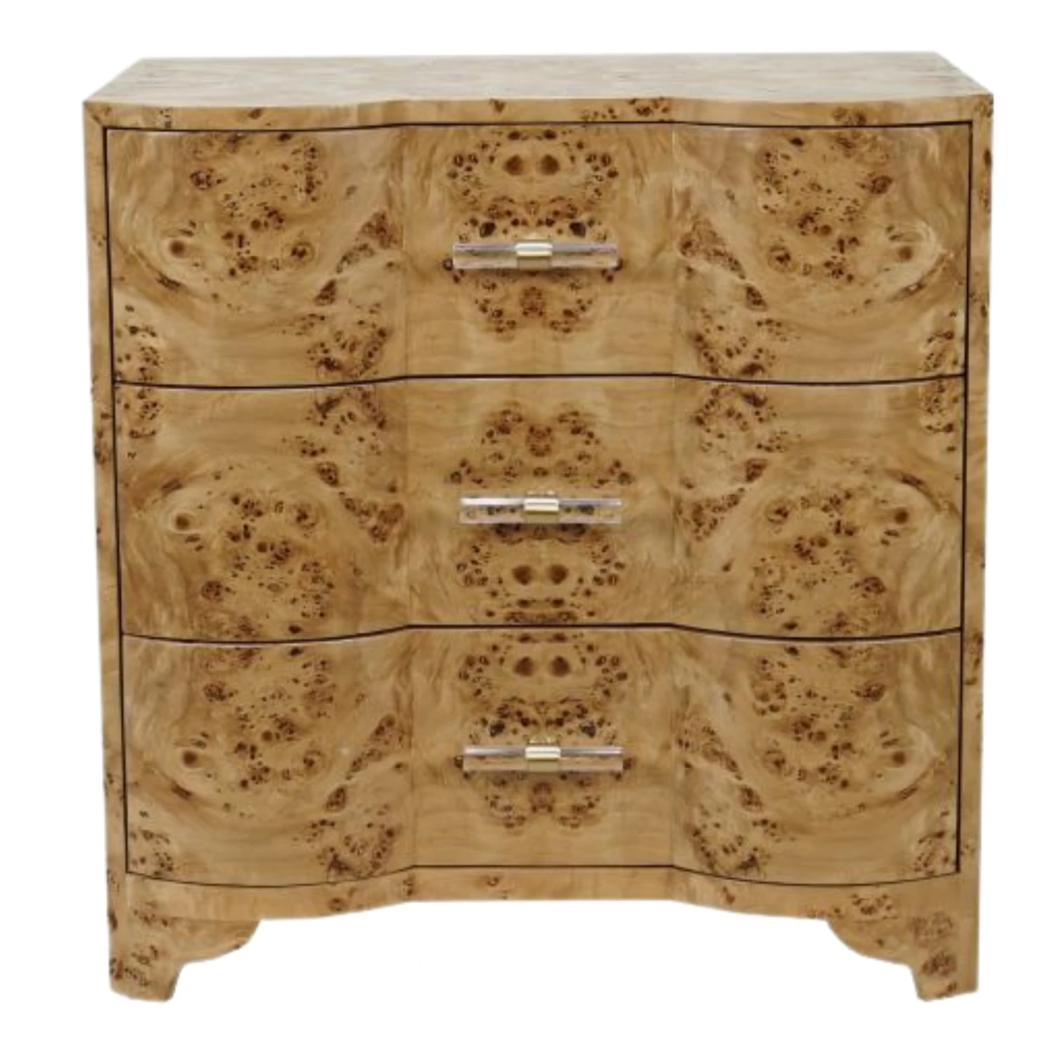 Calvin Three Drawer Matte Burl Finish Nightstand 2 Calvin Three Drawer Matte Burl Finish Nightstand - Image 2