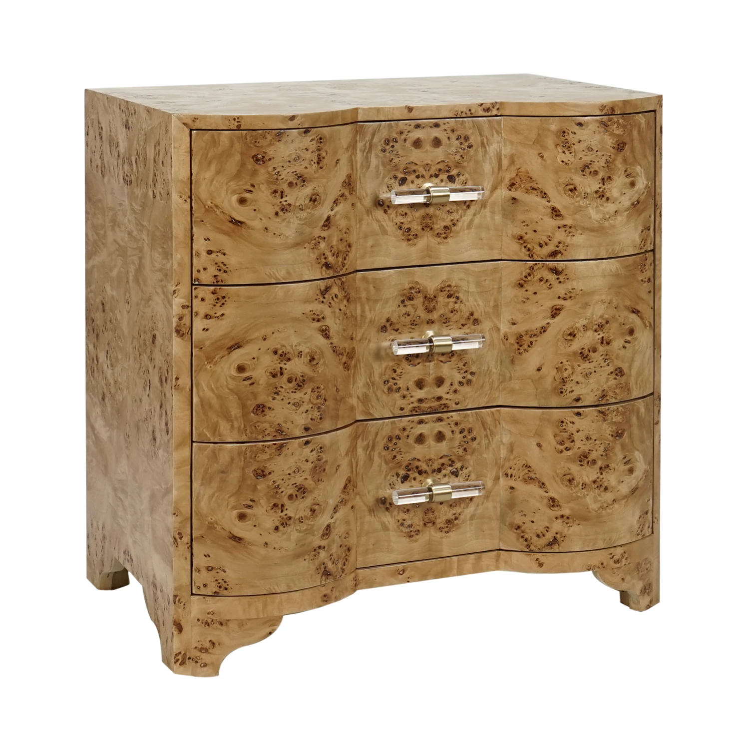 Calvin Three Drawer Matte Burl Finish Nightstand 1 Calvin Three Drawer Matte Burl Finish Nightstand