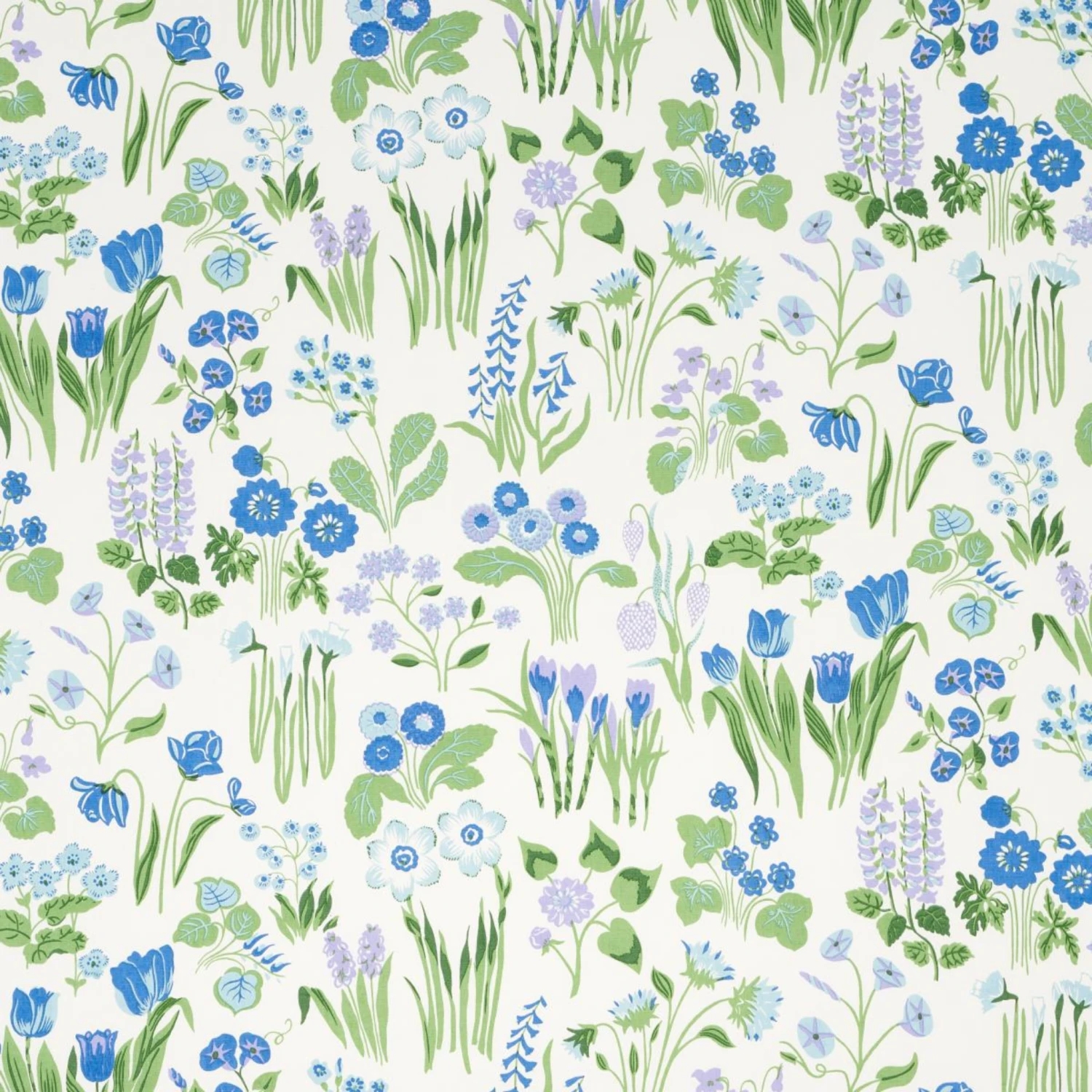 Schumacher Carly Blue Bell Floral Print Fabric 1 Schumacher Carly Blue Bell Floral Print Fabric