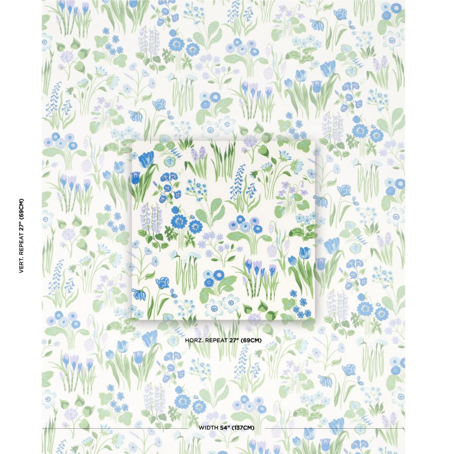 Schumacher Carly Blue Bell Floral Print Fabric 5 Schumacher Carly Blue Bell Floral Print Fabric - Image 5
