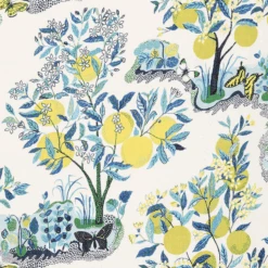 Schumacher Citrus Garden Sheer Fabric In Pool