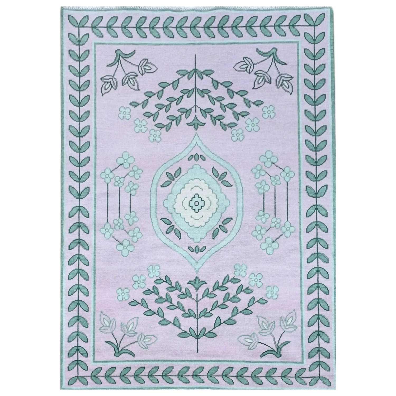 Claudia Oushak Rug In Pink And Green 2 Claudia Oushak Rug In Pink And Green - Image 2