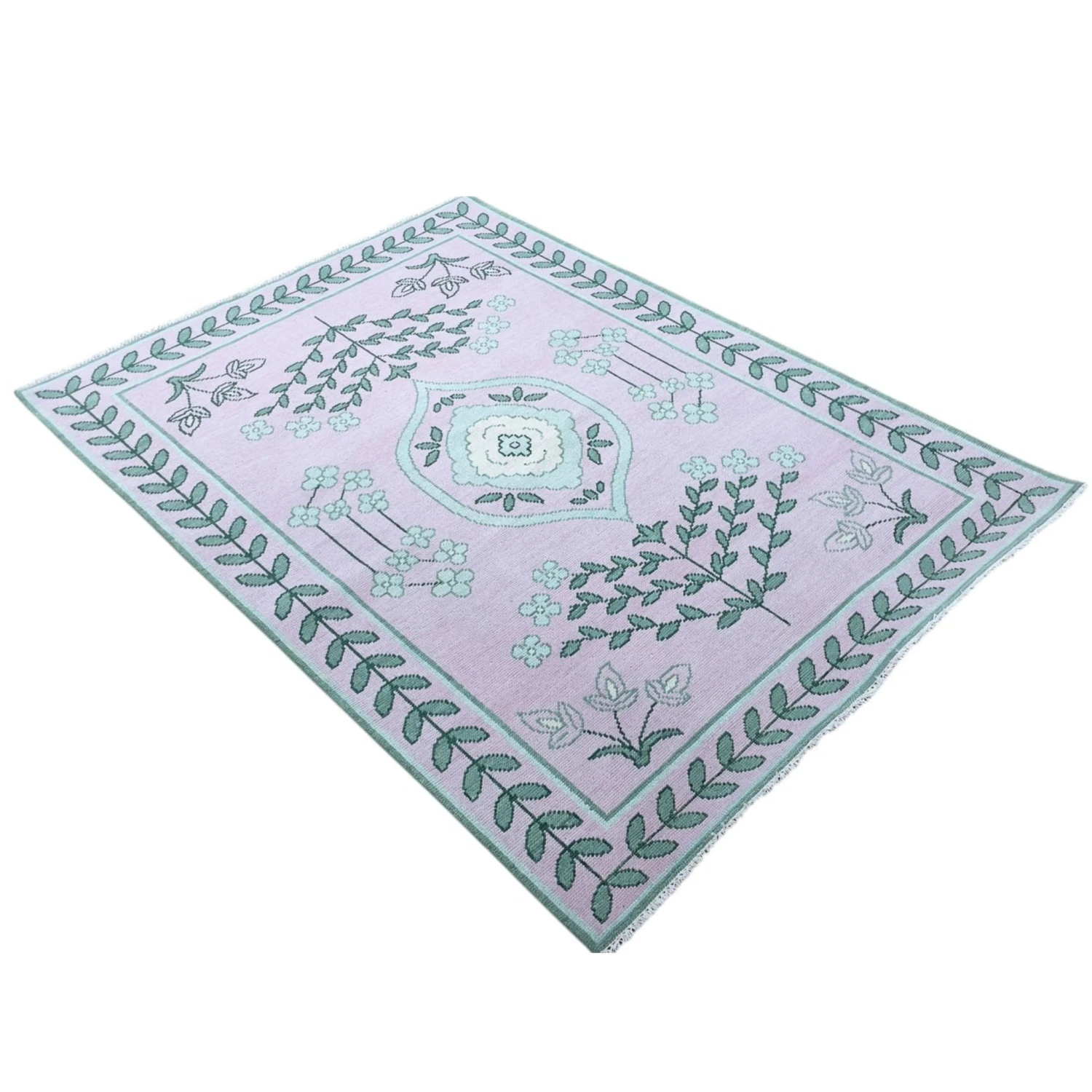 Claudia Oushak Rug In Pink And Green 3 Claudia Oushak Rug In Pink And Green - Image 3