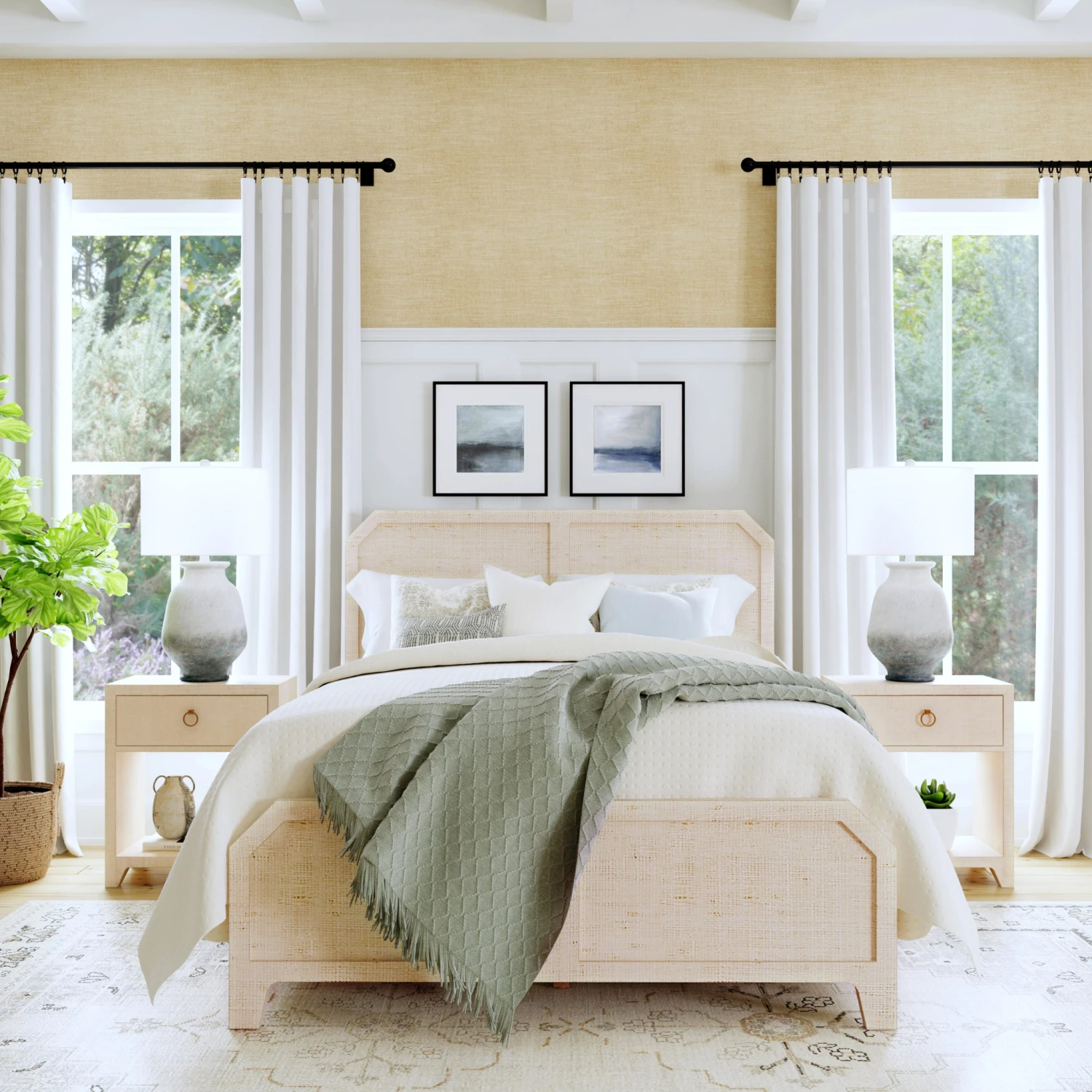 Coastal Natural Saguran Raffia Single Drawer Nightstand 3 Coastal Natural Saguran Raffia Single Drawer Nightstand - Image 3