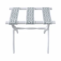 Contour Leg Luggage Rack With Light Sage Green Greek Key 4" Trim -Famous Furniture Store ContourLegLuggageRackwithLightSageGreenGreekKey4 Trim TheWellAppointedHouse 5