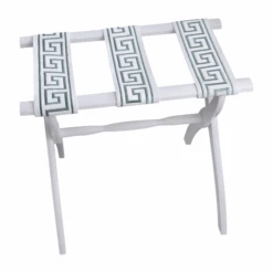 Contour Leg Luggage Rack With Light Sage Green Greek Key 4" Trim