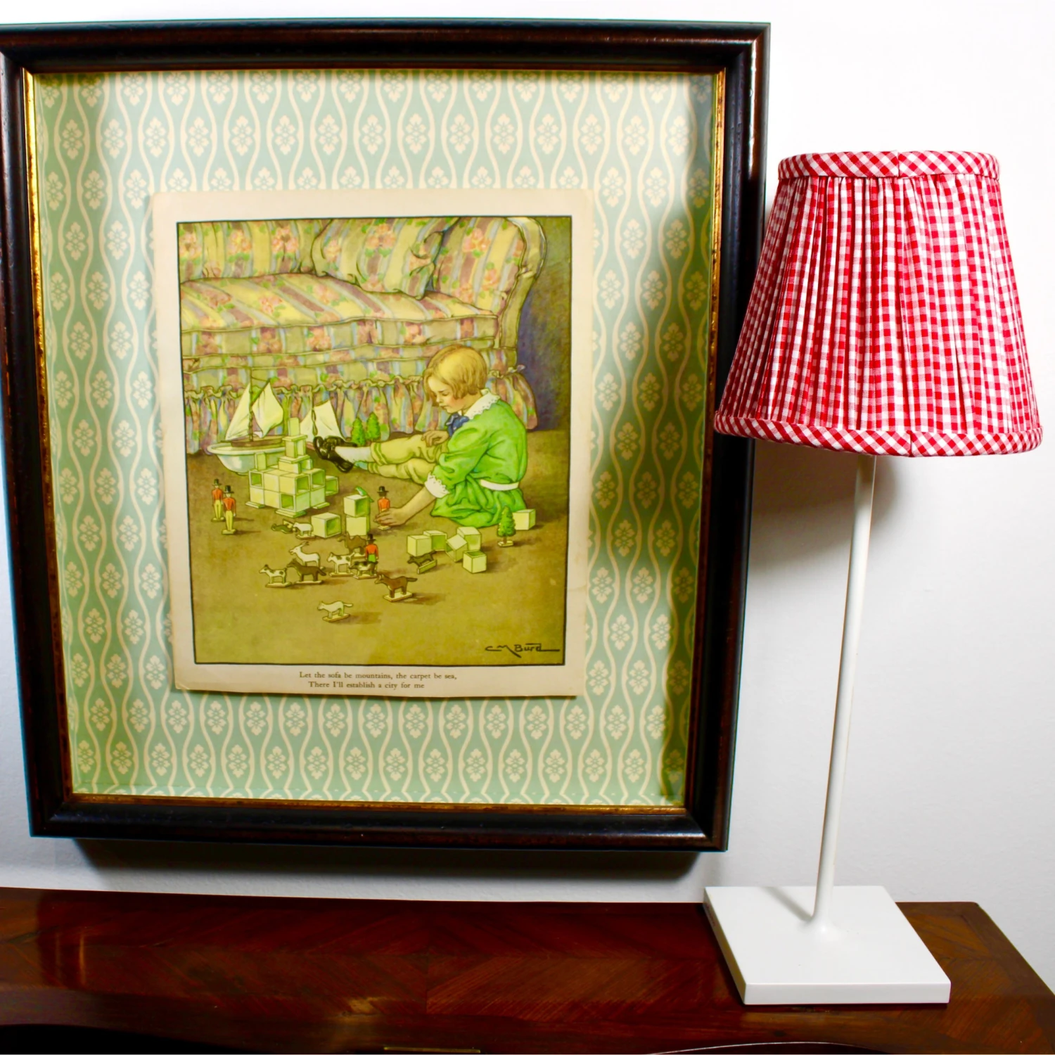 Cordless Empire Shade Cover In Gingham Red 5 Cordless Empire Shade Cover In Gingham Red - Image 5