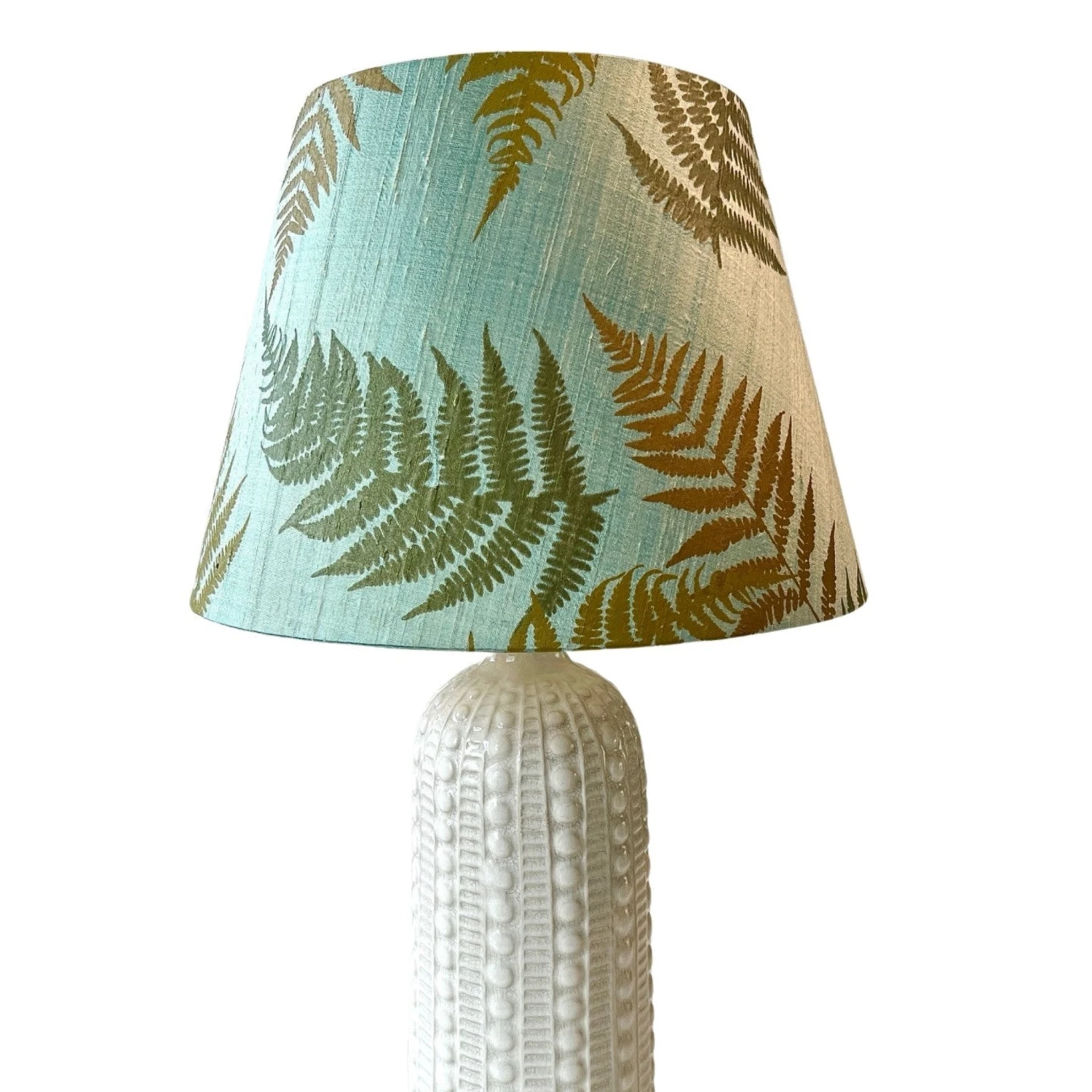 Fern & Iridescent Aqua Silk Dupioni Empire Bespoke Lampshade By Paige Hathaway Thorn 2 Fern & Iridescent Aqua Silk Dupioni Empire Bespoke Lampshade By Paige Hathaway Thorn - Image 2
