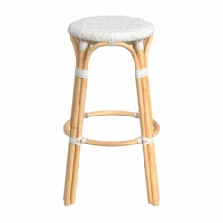 Glossy White Woven Rattan Frame Bar Stool 8 Glossy White Woven Rattan Frame Bar Stool -Famous Furniture Store Glossy White Woven Rattan Frame Bar Stool The Well Appointed House 3