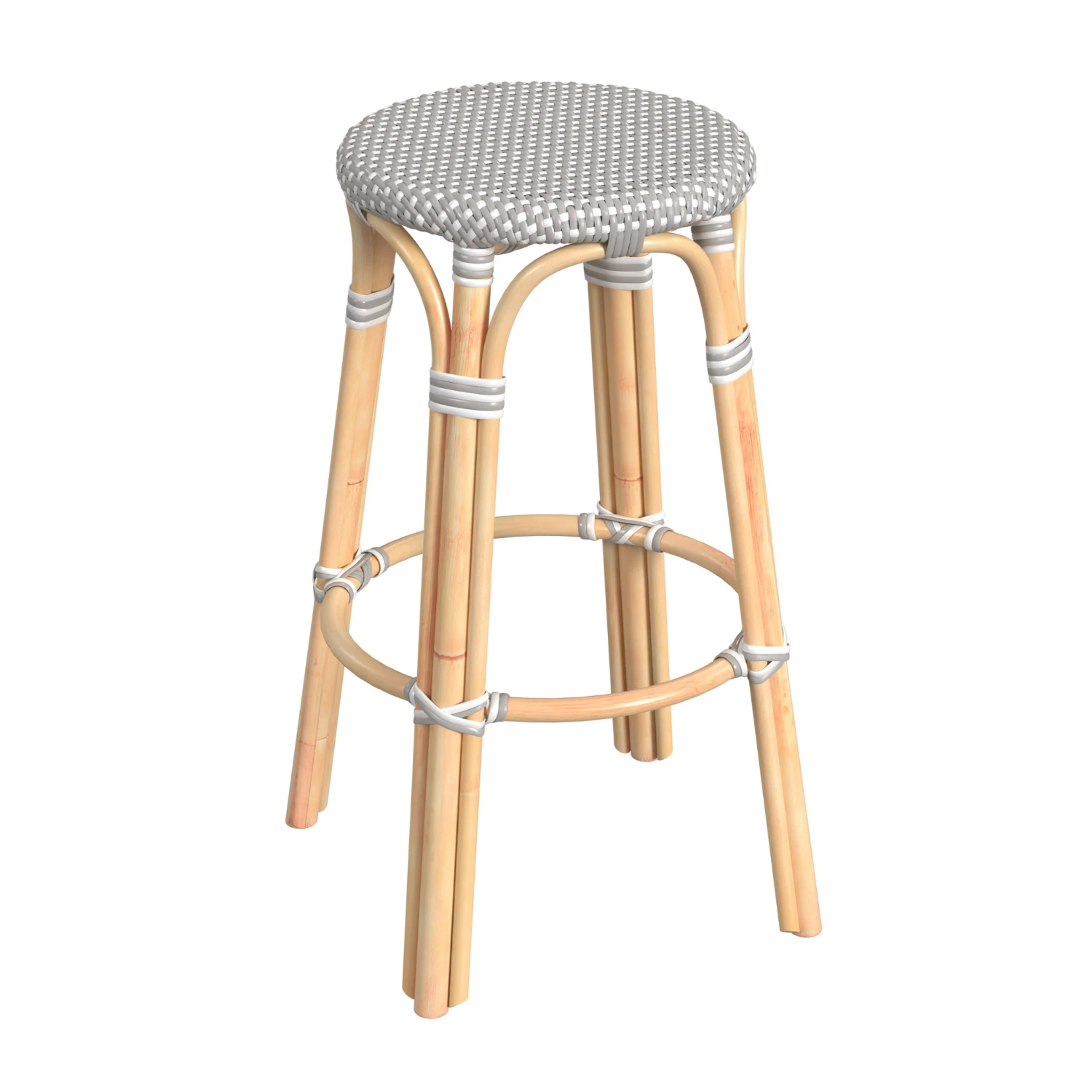Grey And White Rattan Frame Bar Stool 1 Grey And White Rattan Frame Bar Stool