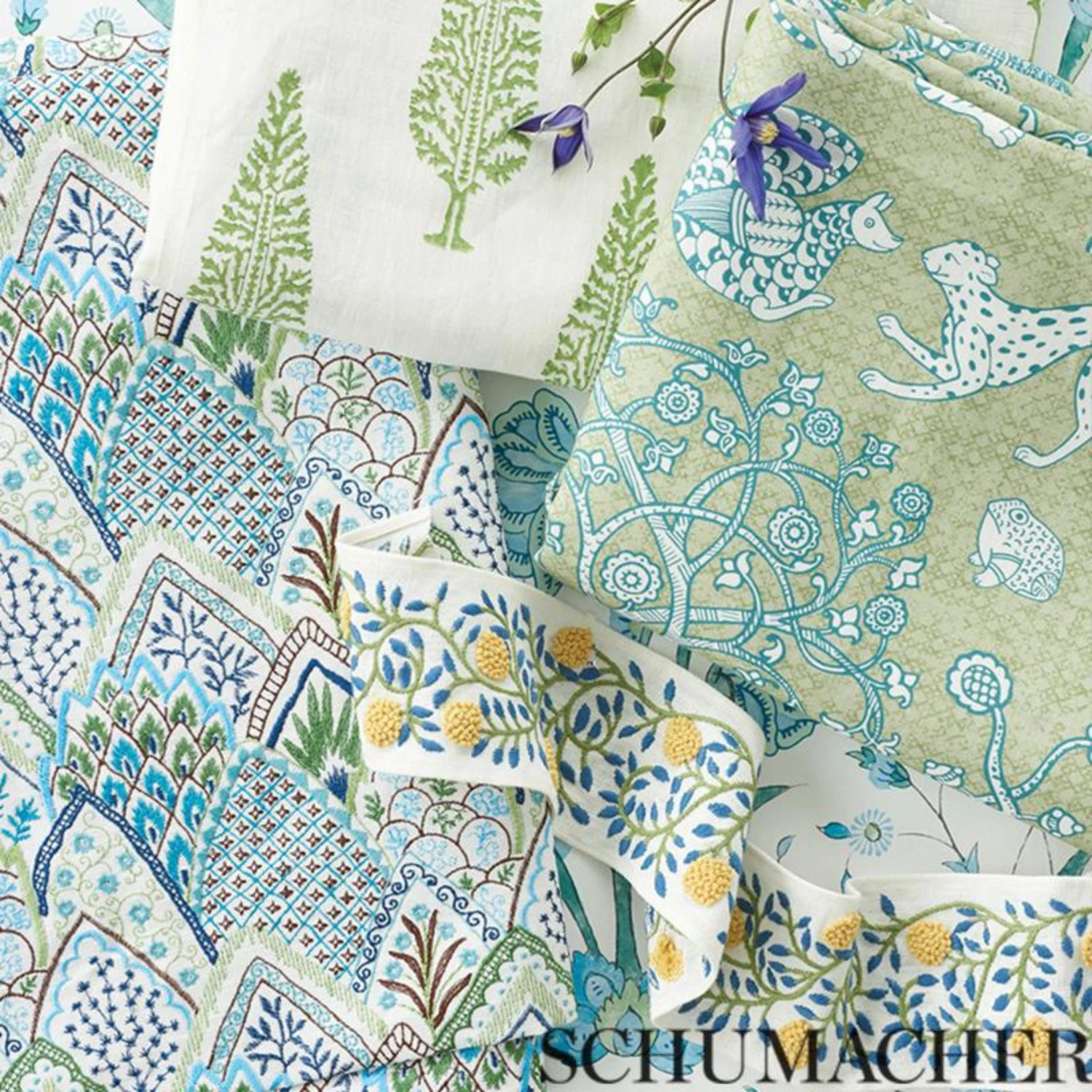 Schumacher Khilana Floral Wallpaper In Peacock 3 Schumacher Khilana Floral Wallpaper In Peacock - Image 3